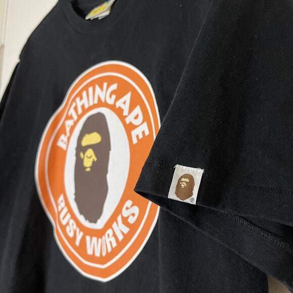Authentic A Bathing Ape BAPE busy works ape head logo black tshirt Large - Picture 7 of 8